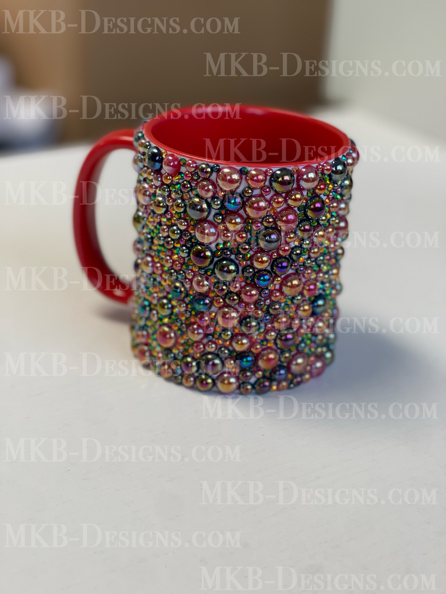 Custom Full Pearl Blinged 11oz Ceramic Mug