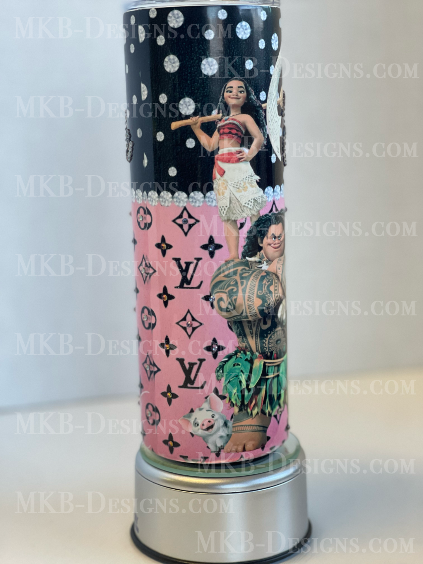 Custom Designer LV Moana 20oz Tumbler_Pink and Black