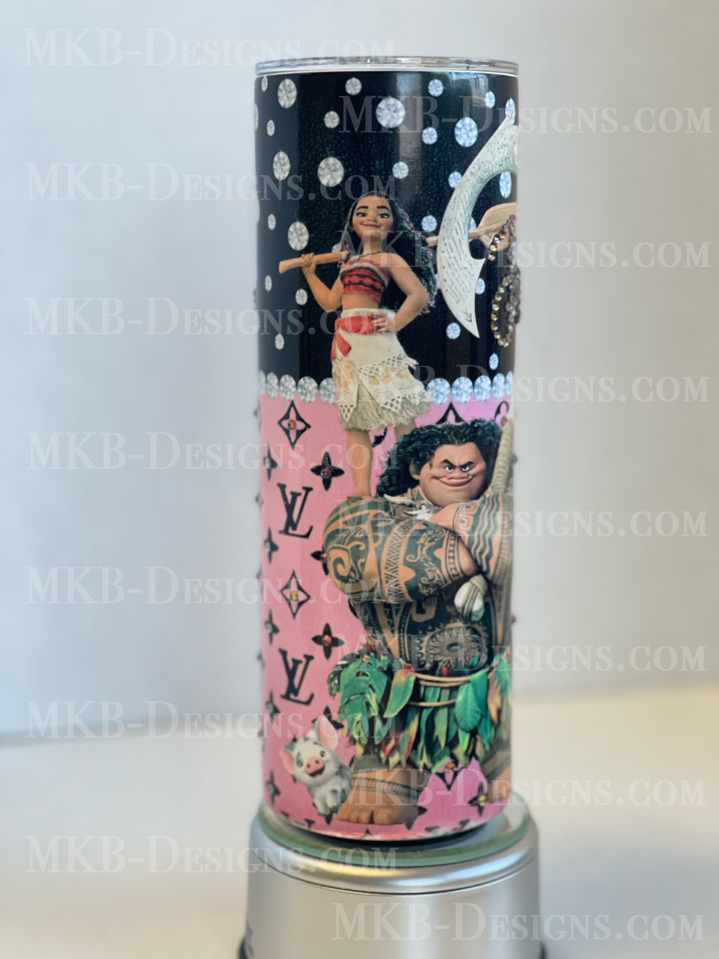 Custom Designer LV Moana 20oz Tumbler_Pink and Black