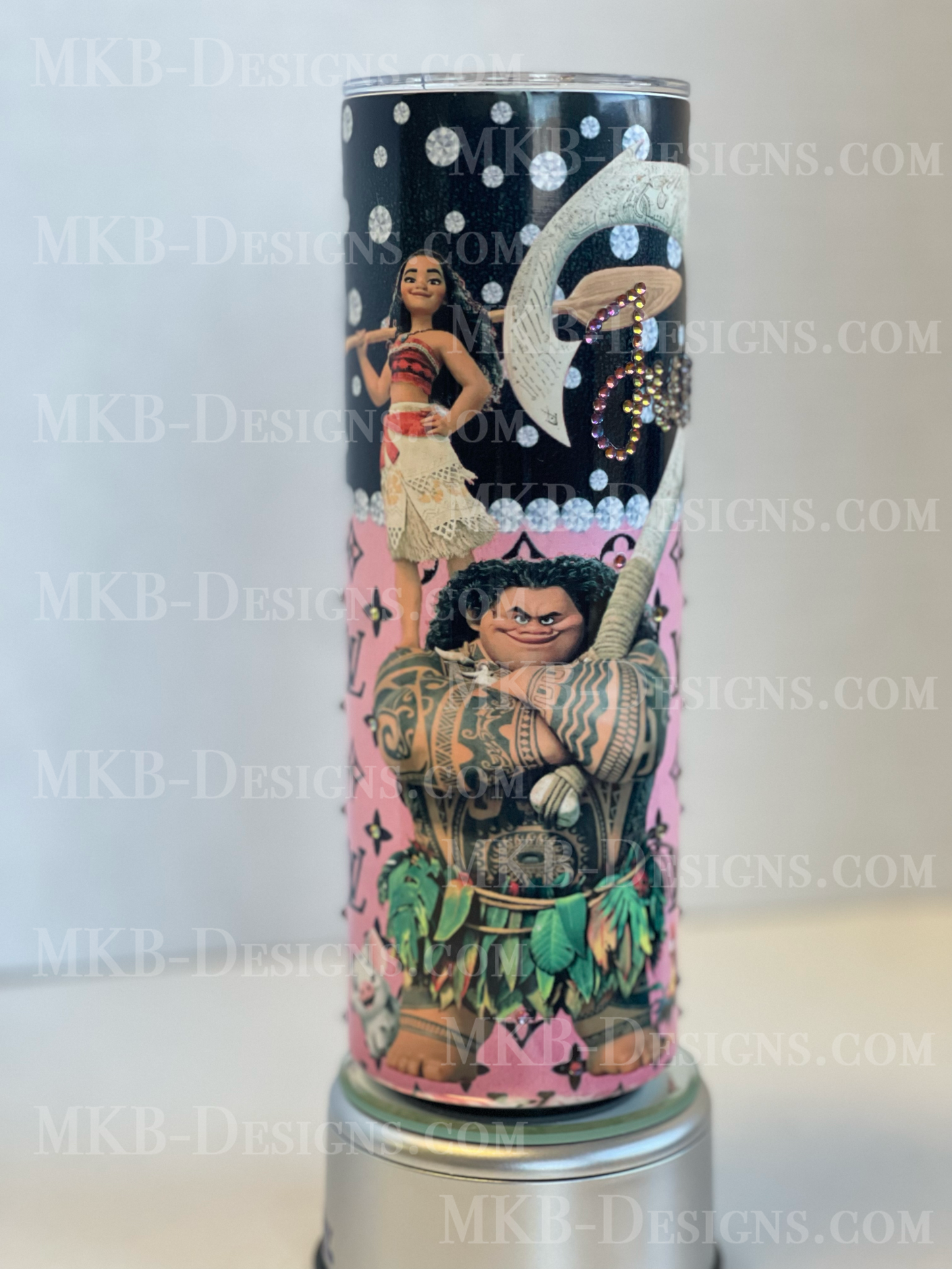 Custom Designer LV Moana 20oz Tumbler_Pink and Black