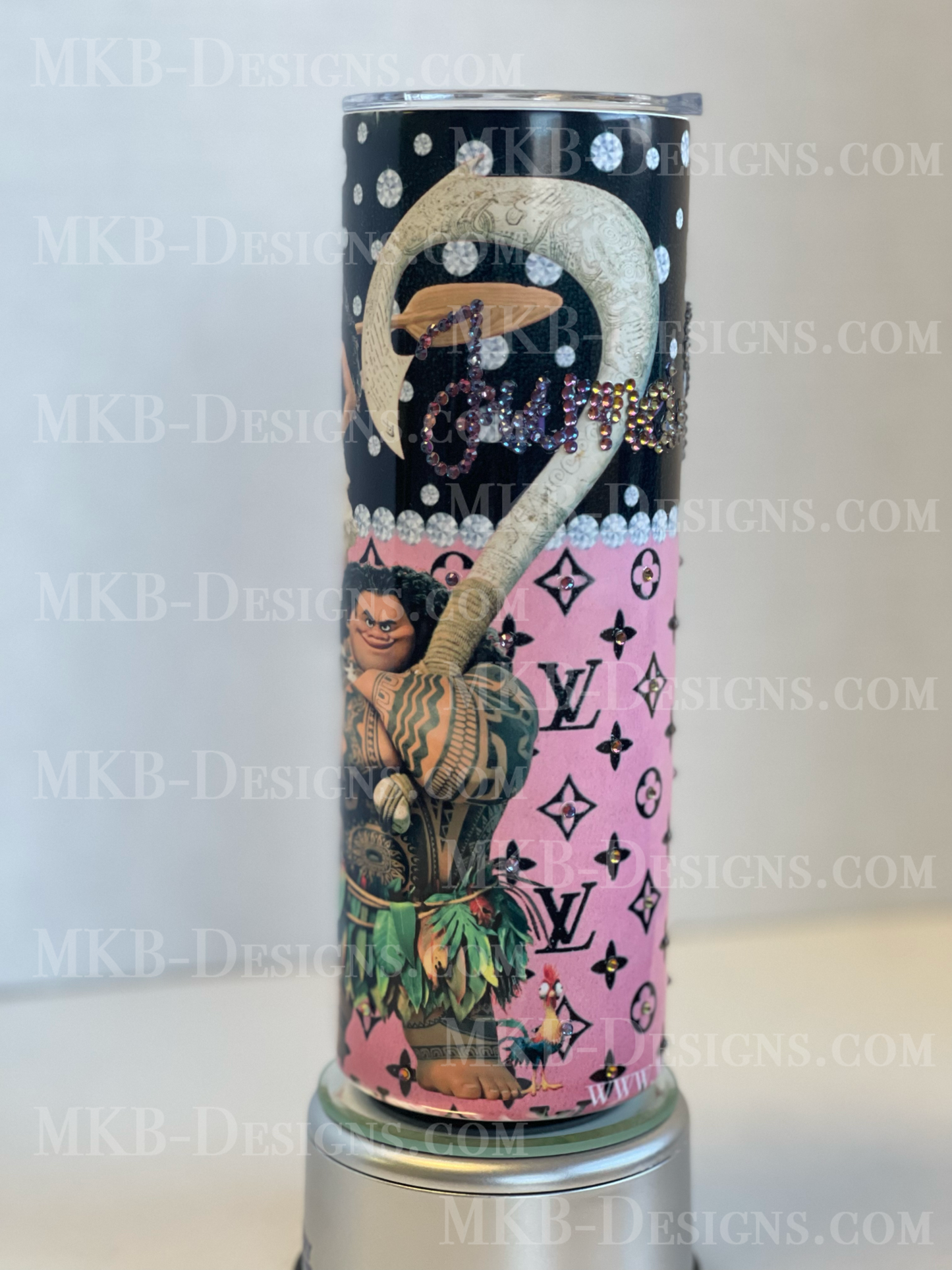 Custom Designer LV Moana 20oz Tumbler_Pink and Black