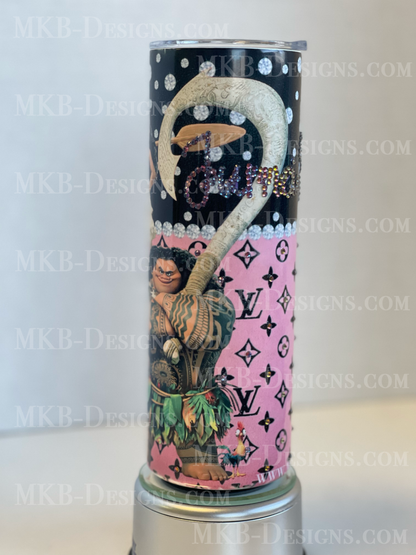 Custom Designer LV Moana 20oz Tumbler_Pink and Black