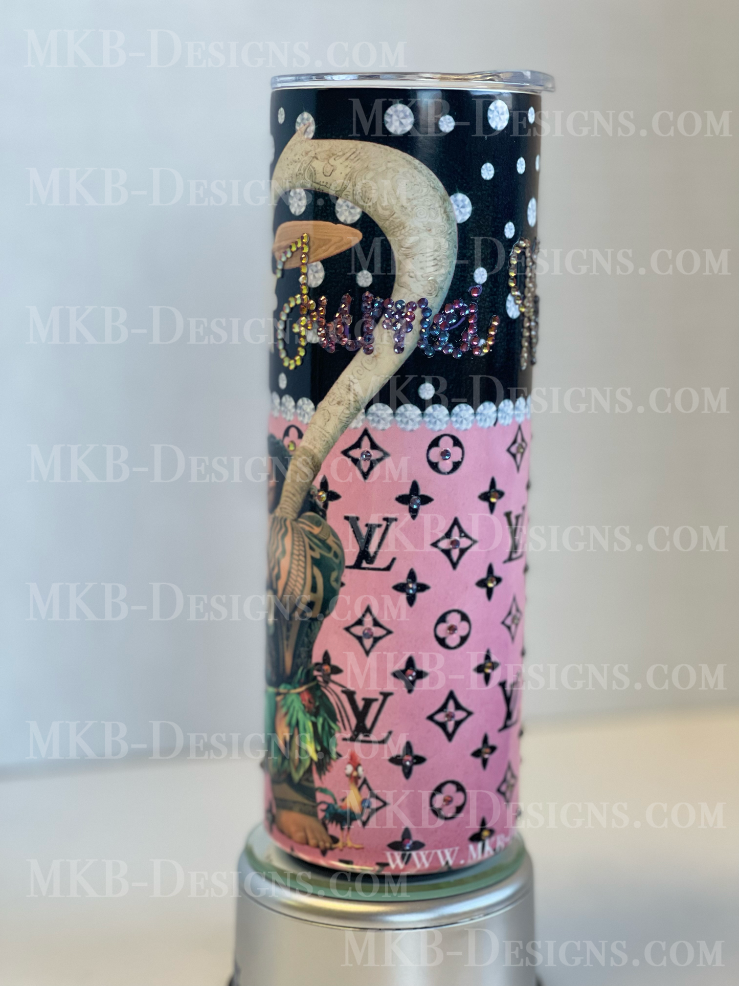 Custom Designer LV Moana 20oz Tumbler_Pink and Black