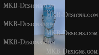 Custom Designer C 20oz Tumbler_Blue with Silver Chain